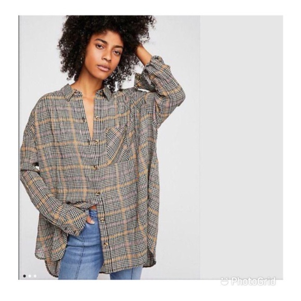 ‼️SOLD ON Ⓜ️Free people plaid buttondown top